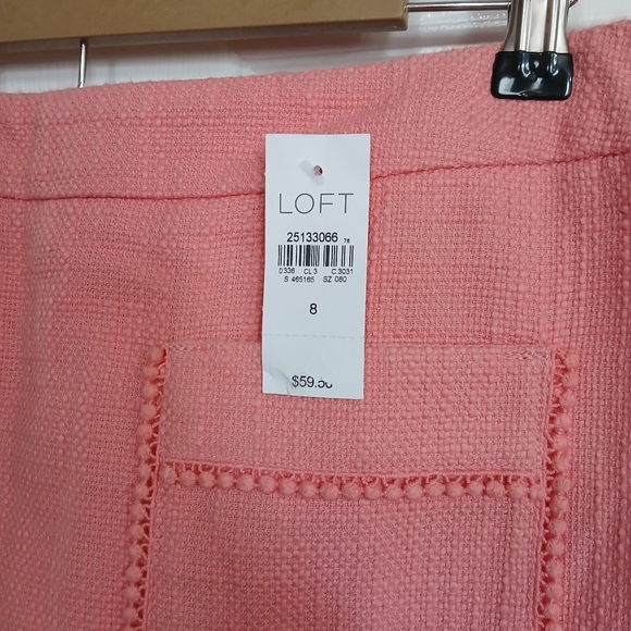Loft Beautiful pink textured skirt Size 8 NWT Coquette Preppy Barbie Business - Picture 4 of 8